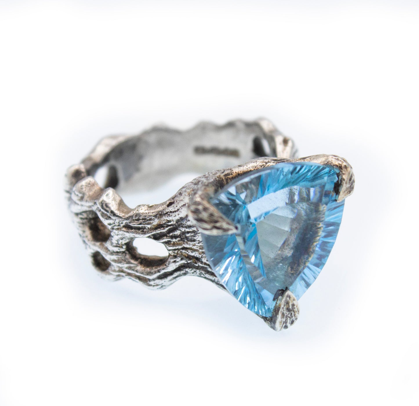 Bark Ring with Blue Topaz