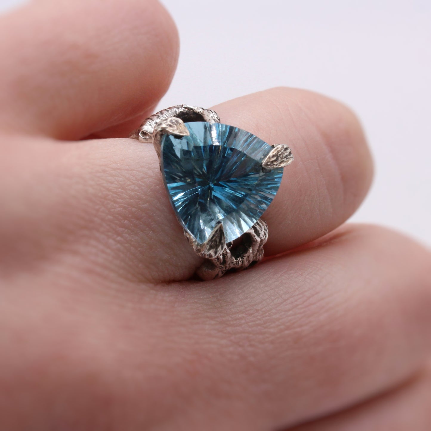 Bark Ring with Blue Topaz